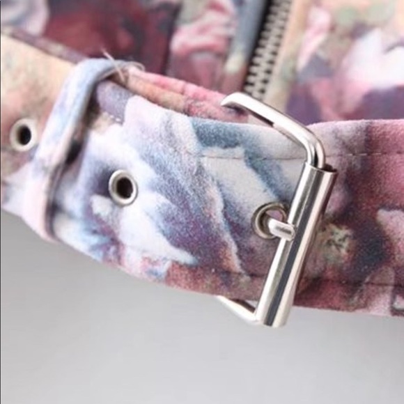 🆕Floral Suede Belted Moto Jacket - Picture 2 of 7